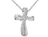 1/4 Carat (ctw) Diamond Cross Pendant Necklace in 14K White Gold with Chain